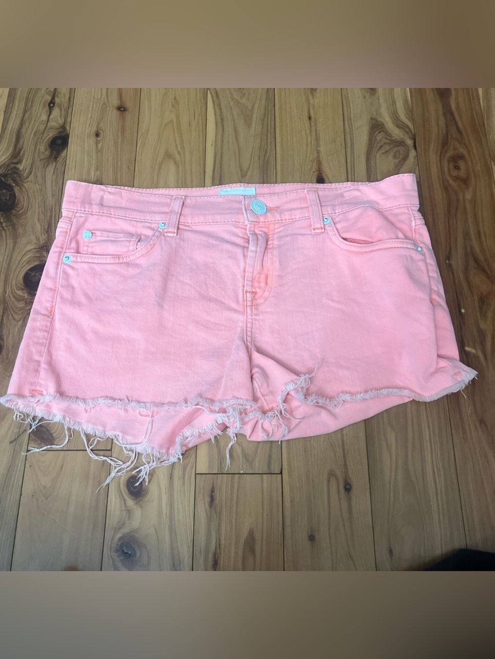 Hudson Women's Orange Frayed Denim Shorts